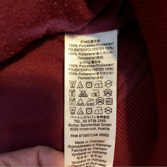 Burton Dry Ride Vest Womens Small Burgundy Full Zip Hood Snowboard Ski EUC - Picture 8 of 8